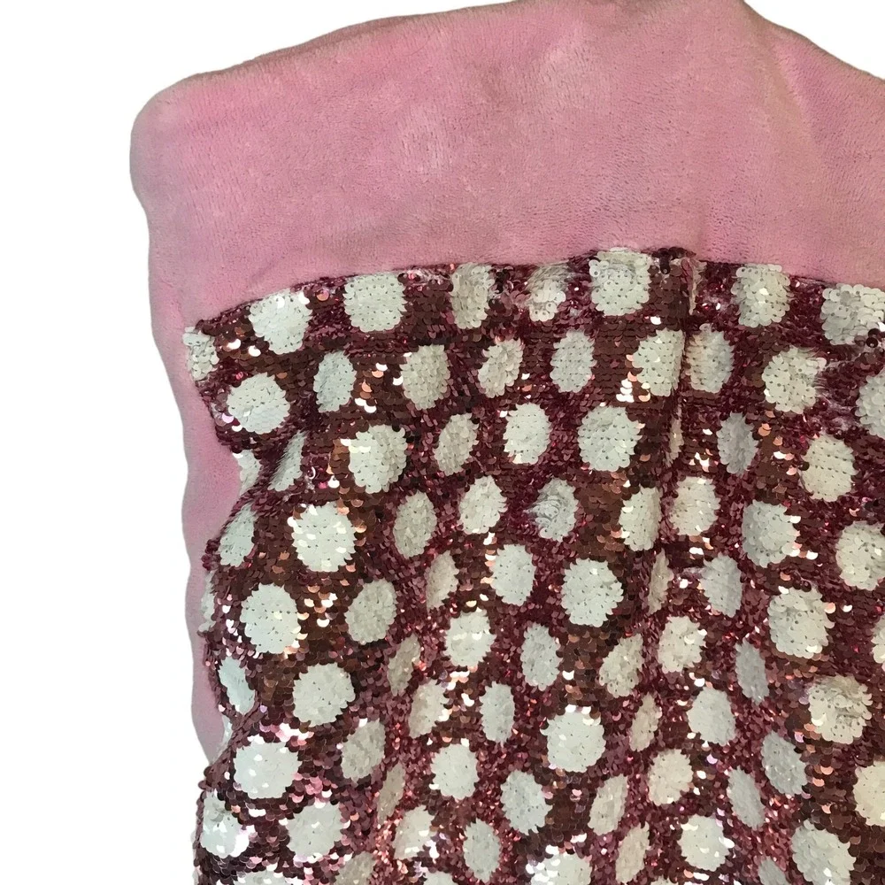 Cynthia Rowley Kids Mermaid Tail Blanket Pink White Sequin Polka Dot‎ Fleece